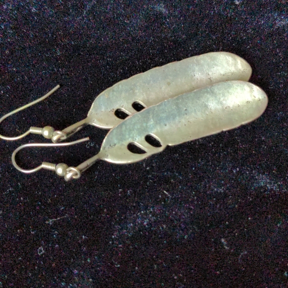 Metal Feather Earrings - Picture 2 of 4